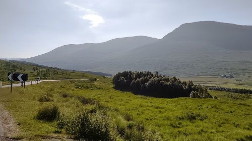 Mountain views along a gravel road